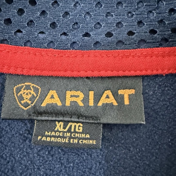 Ariat Jacket Women XL Blue Red Team Softshell Full Zip Wind Water Resistant - Picture 2 of 10